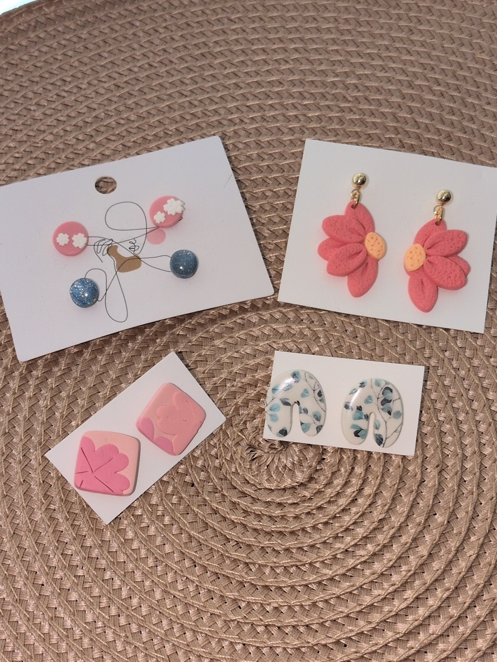 5 Pairs Of Floral Polymer Clay Earrings NWT